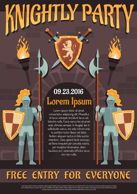 Бесплатное векторное изображение Плакат геральдического рыцаря