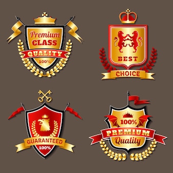 Heraldic premium realistic emblems set