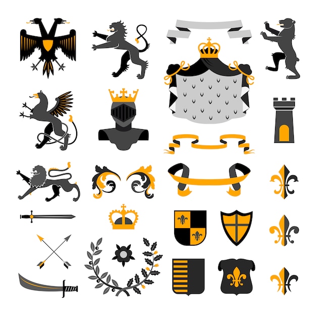 Free vector heraldic royal symbols emblems design