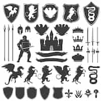 Free vector heraldry decorative graphic icons set