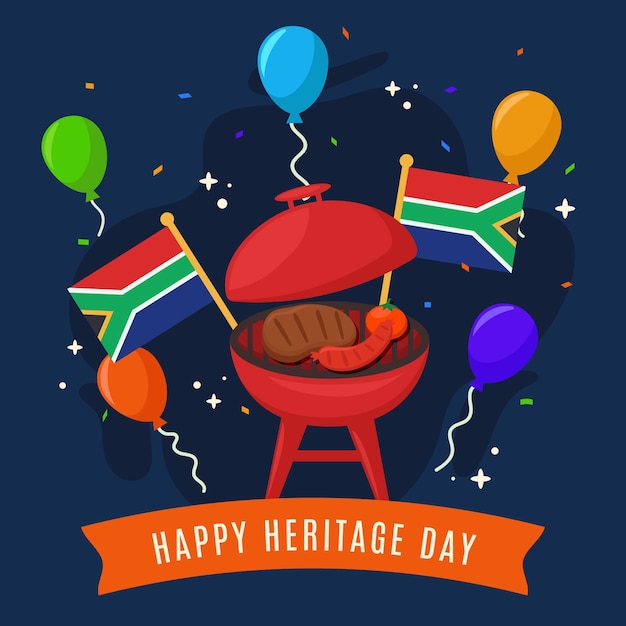 День наследия южной африки с флагами и воздушными шарами