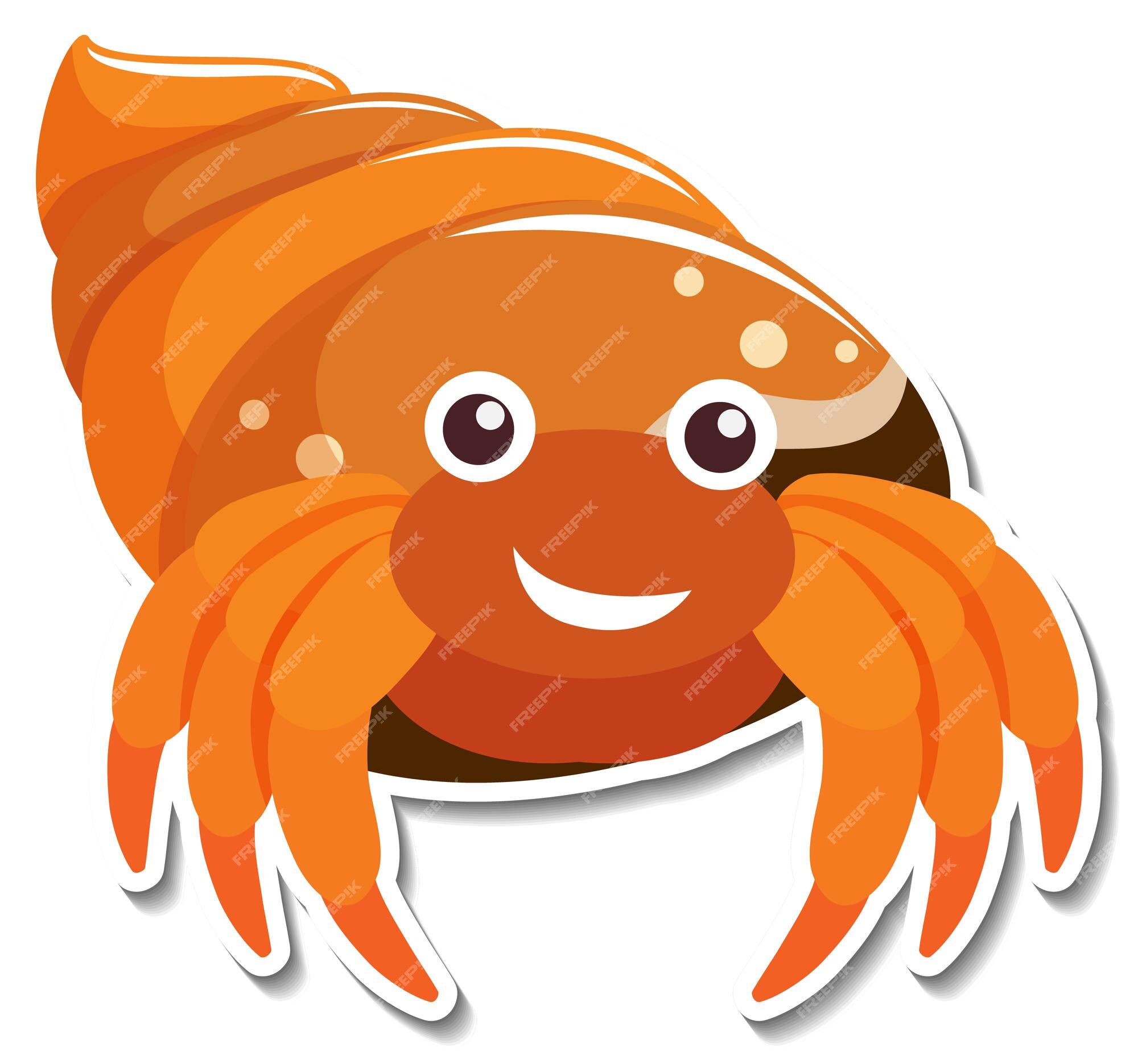 Free Vector | Hermit crab sea animal cartoon sticker Free Vector | Hermit crab sea animal cartoon sticker