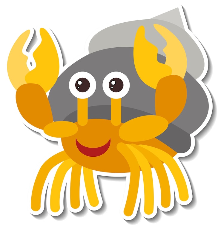 Free Vector hermit crab sea animal cartoon sticker