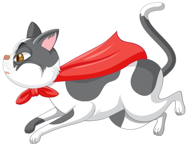 Free vector a hero cat on white background