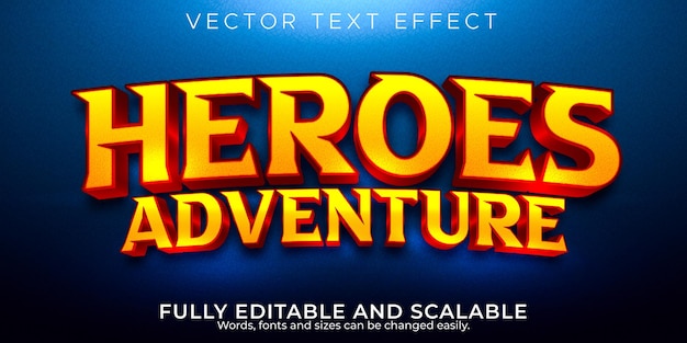 Heroes text effect editable cartoon and comic text style
