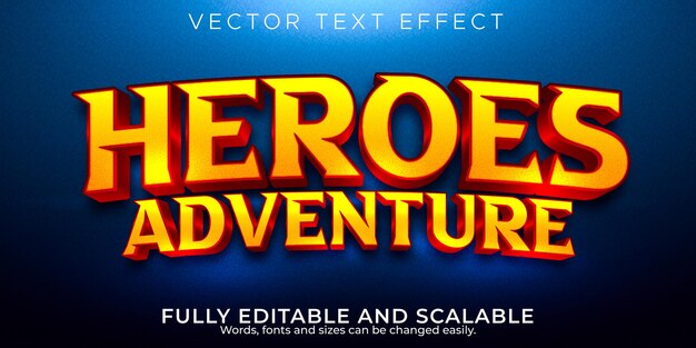 Heroes text effect editable cartoon and comic text style