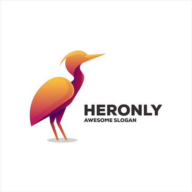 Free vector heron gradient mascot illustration logo design