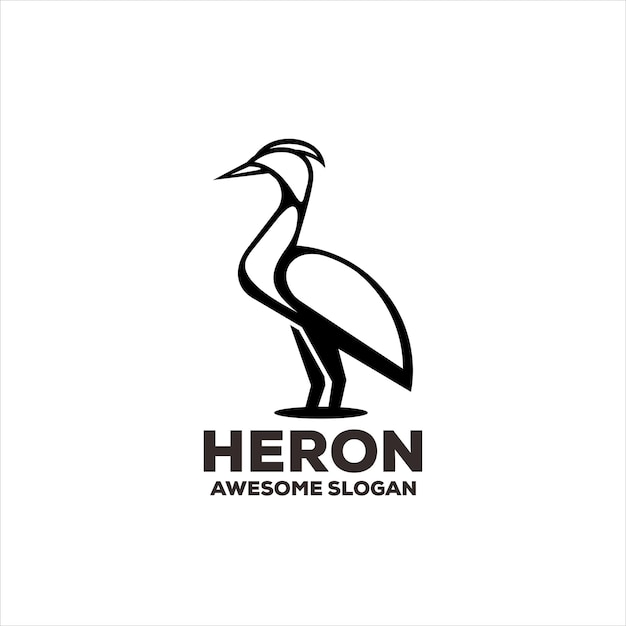 Бесплатное векторное изображение heron простая иллюстрация дизайна логотипа талисмана