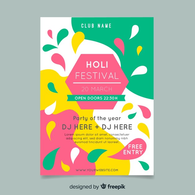 Hexagon holi festival party poster