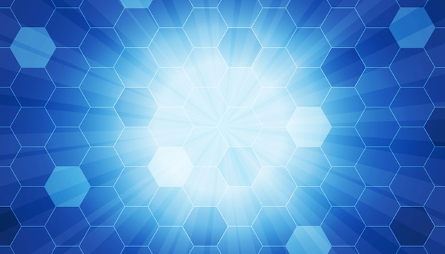 hexagon pattern with ray beam background