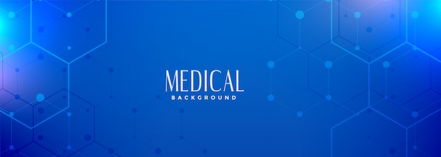 Hexagonal blue medical science banner digital