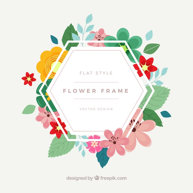 Free vector hexagonal floral frame