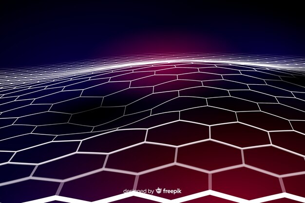 六角形の未来的なネットの背景