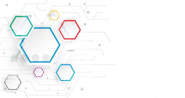 Modello di sfondo bianco infografica esagonale