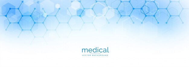 Hexagonal medical science and healthcare banner