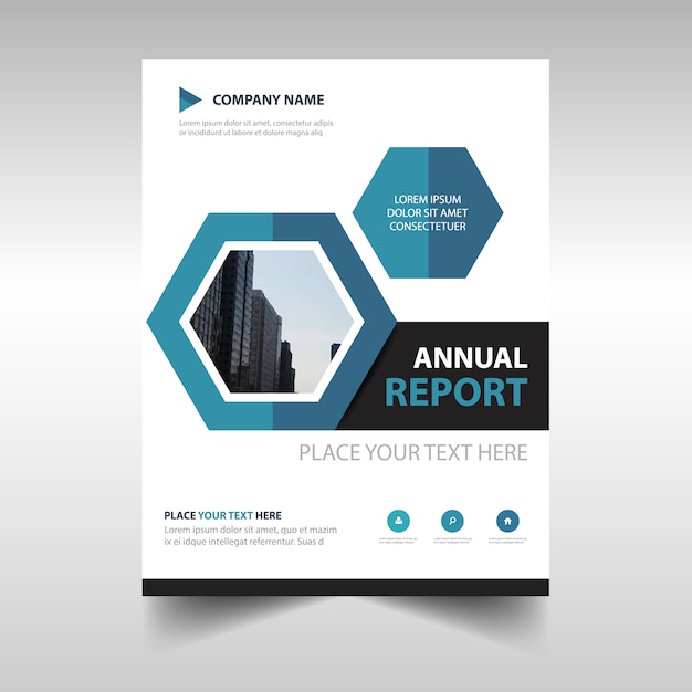 Modello blu copertina creativa del rapporto annuale blu