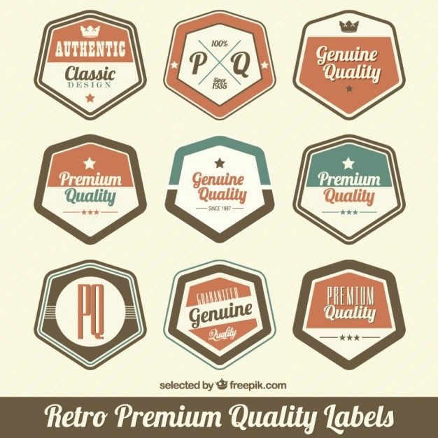 Free vector hexagonal quality labels