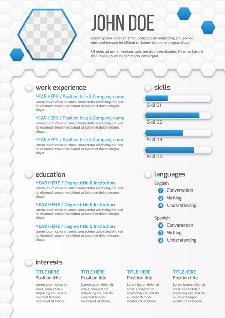 六角形の履歴書のテンプレート
