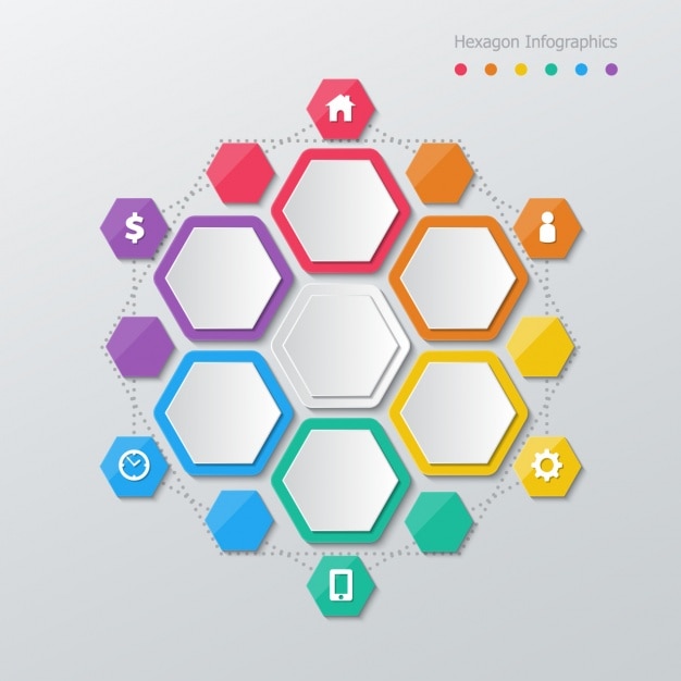 Free vector hexagons with colored borders