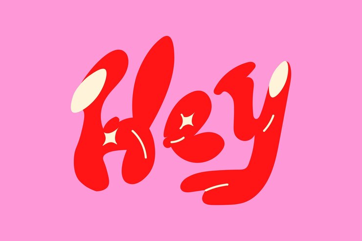 Free Vector hey bold doodle typography word vector