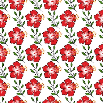 히비스커스 꽃과 잎 원활한 패턴 디자인
