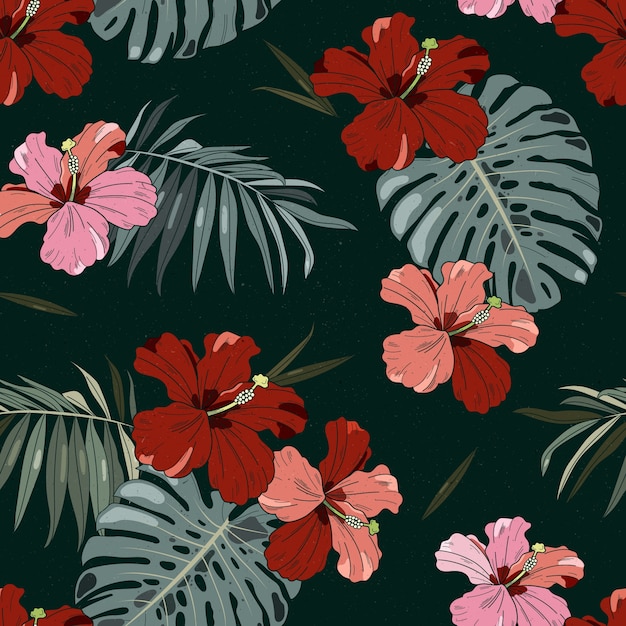 Free vector hibiscus flower pattern design