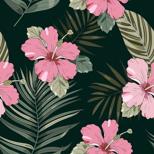 Free vector hibiscus flower pattern design