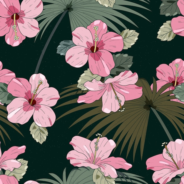 Free vector hibiscus flower pattern design