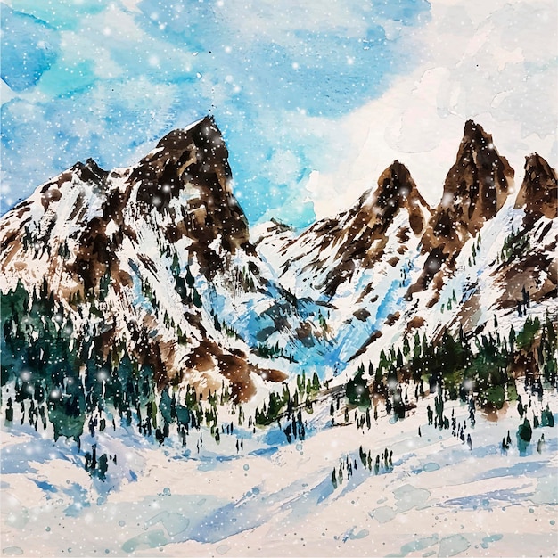 Free vector high mountains covered with snow