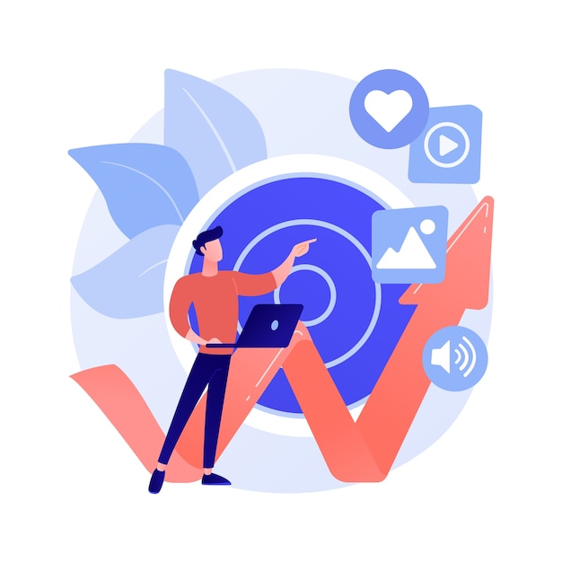 High ROI content abstract concept vector illustration. Social media marketing, online content production, high ROI publication, return on investment measuring, digital strategy abstract metaphor.