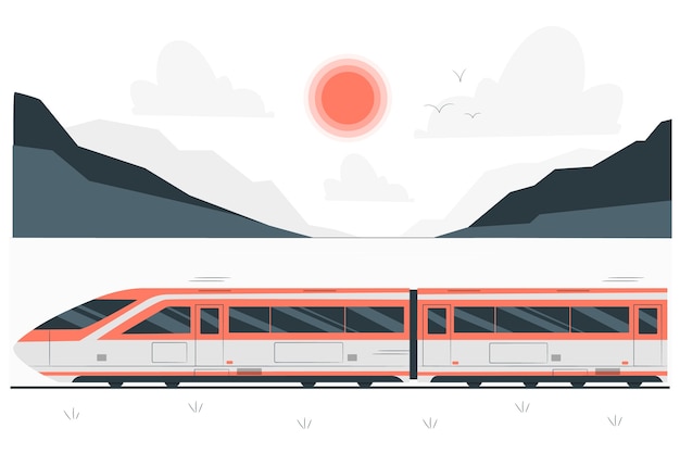 Vettore gratuito illustrazione del concetto di treno ad alta velocità