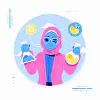 Free vector hijab scientist chemistry experiment illustration