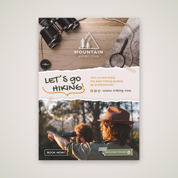 Hiking adventure poster template