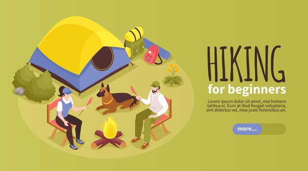 Free vector hiking beginners horizontal banner