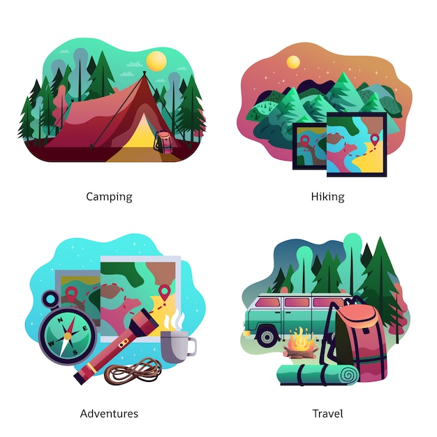 Free vector hiking camping abstract concept