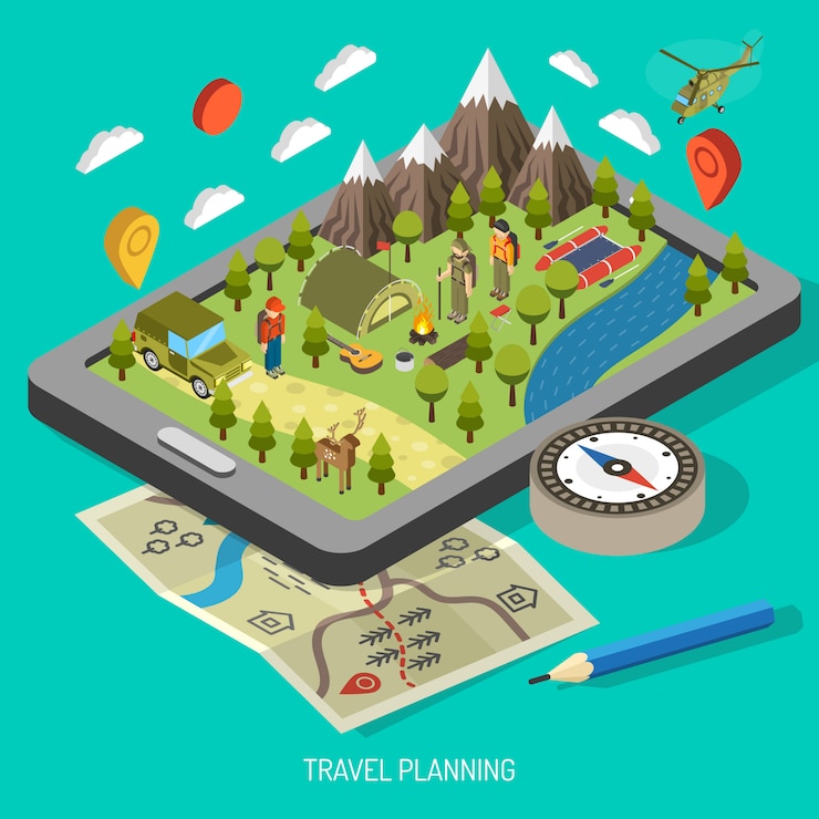 Free Vector hiking and camping concept 