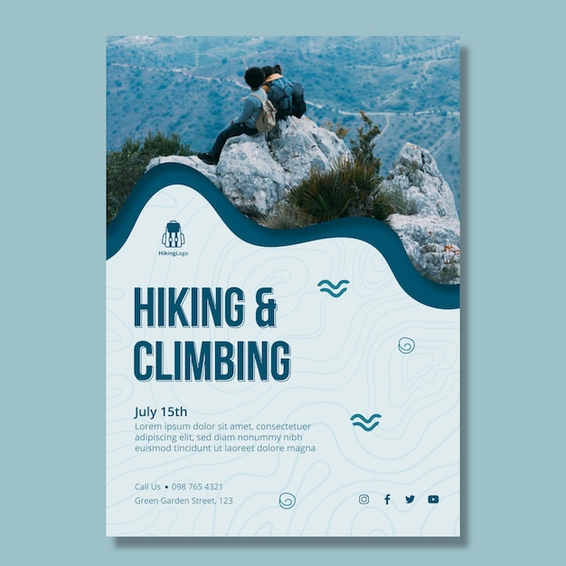 Hiking and climbing poster template