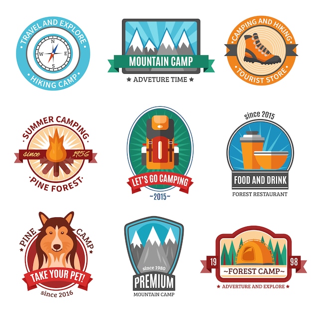 Hiking emblem set