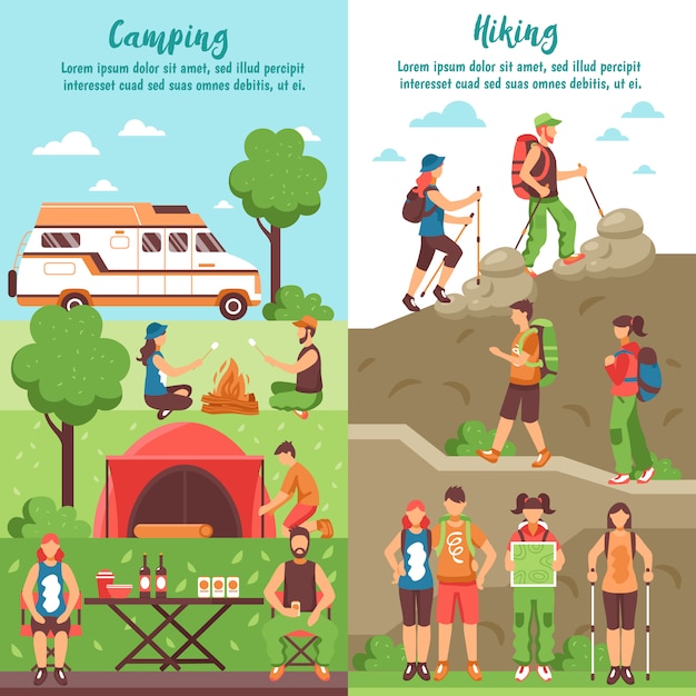 Hiking group vertical banners