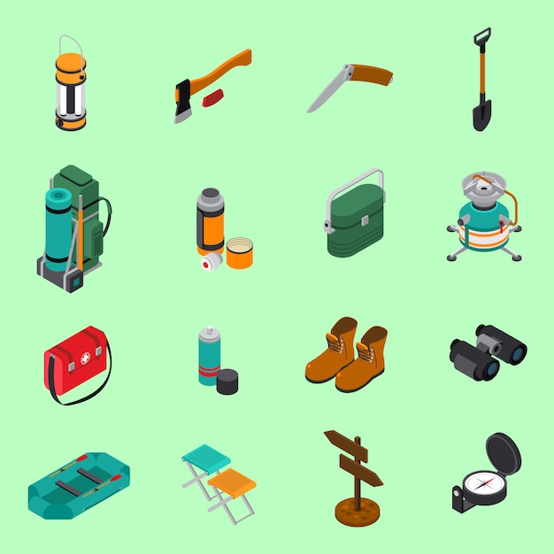 Free vector hiking icons set