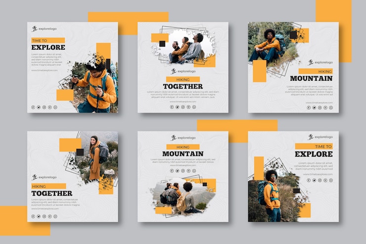 Free Vector hiking instagram posts