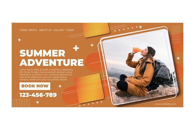 Free vector hiking landing page template