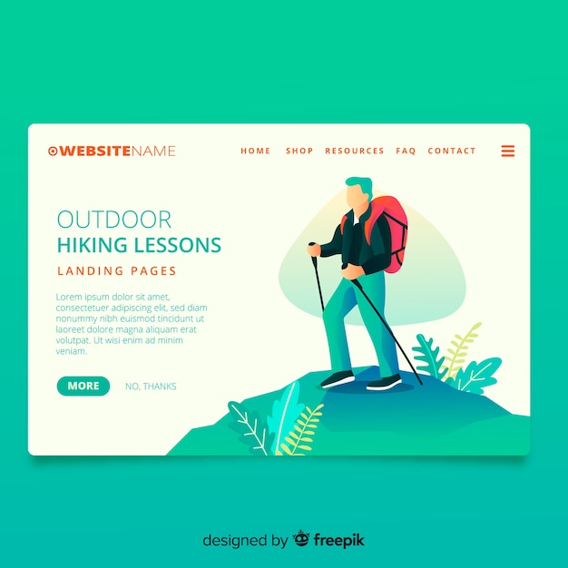 Hiking lessons landing page