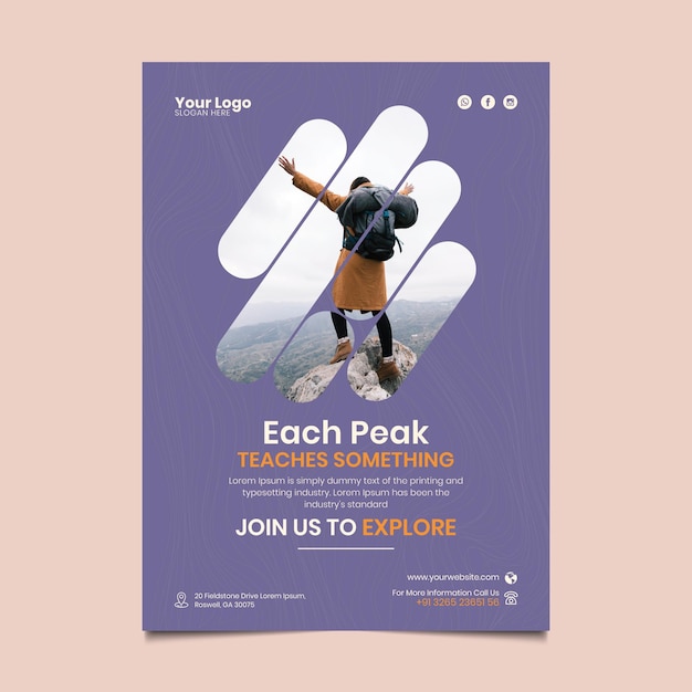 Free vector hiking poster template