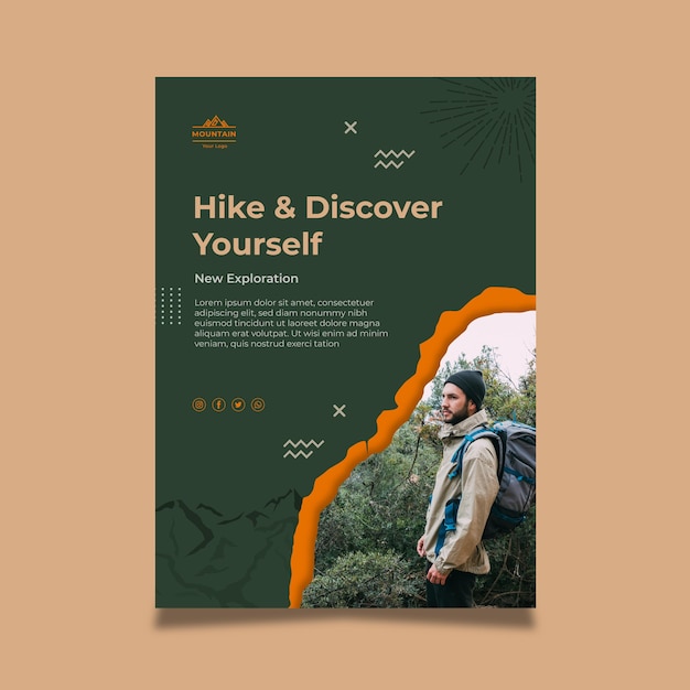 Hiking poster template