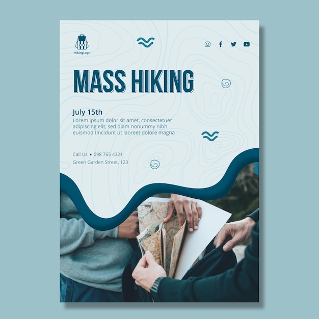 Free vector hiking poster template