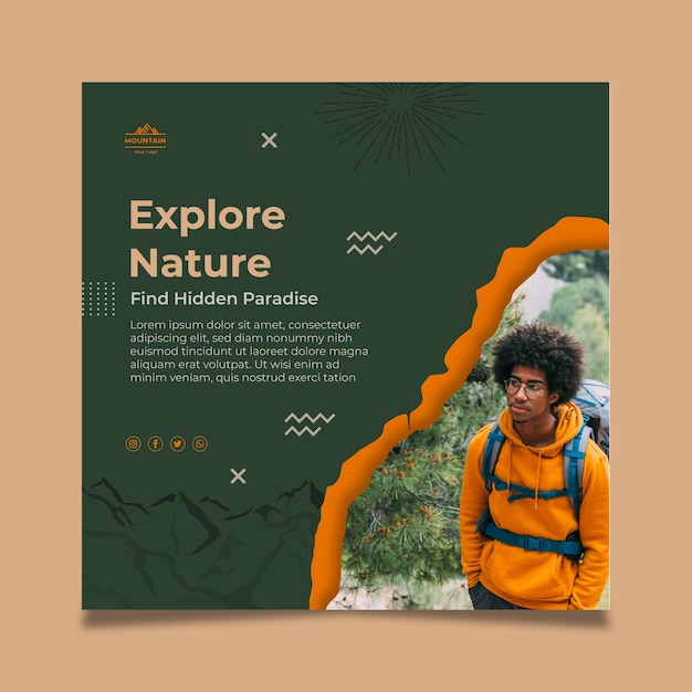 Free vector hiking squared flyer template