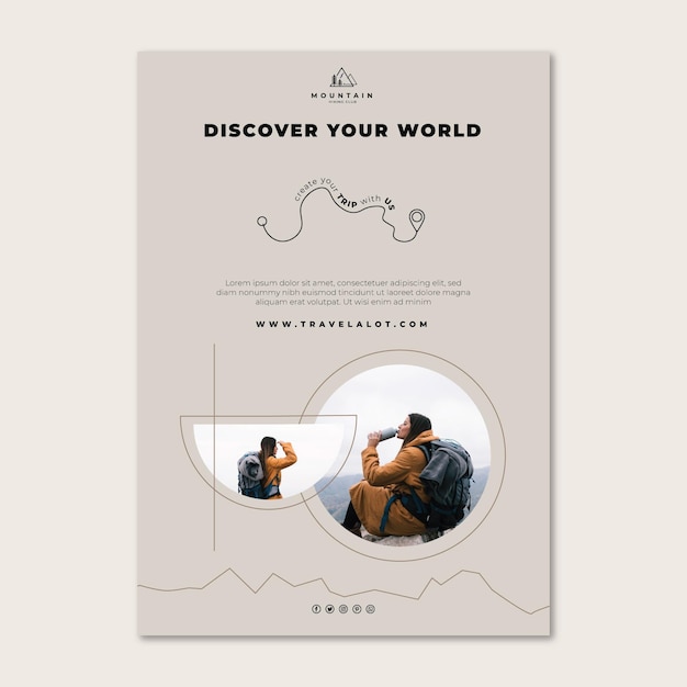 Free vector hiking vertical flyer template