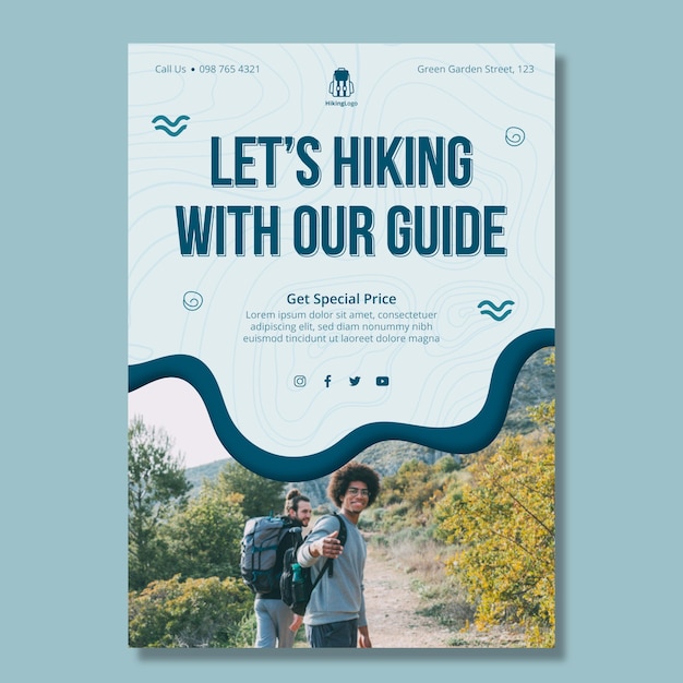 Free vector hiking vertical flyer template