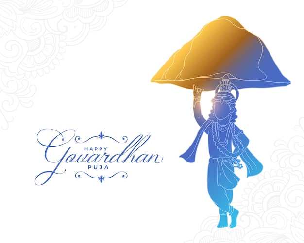 Free vector hindu cultural govardhan pooja greeting background with premium touch vector